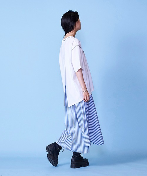 lautreamont BLEUBLANC（ロートレアモンブルーブラン）の「ストライプシャツスカート（スカート・レディース・ブラウン系その他/ブルー系その他・9号）」の9枚目の写真