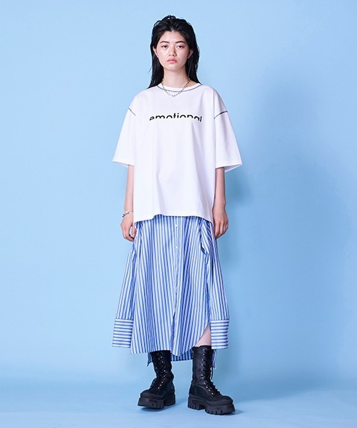 lautreamont BLEUBLANC（ロートレアモンブルーブラン）の「ストライプシャツスカート（スカート・レディース・ブラウン系その他/ブルー系その他・9号）」の10枚目の写真