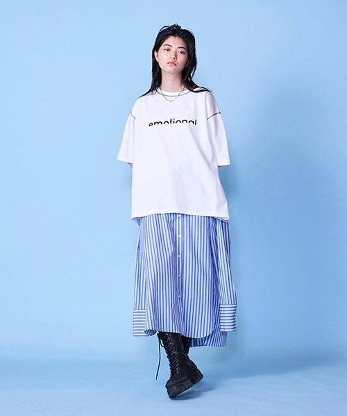 lautreamont BLEUBLANC（ロートレアモンブルーブラン）の「ストライプシャツスカート（スカート・レディース・ブラウン系その他/ブルー系その他・9号）」の14枚目の写真