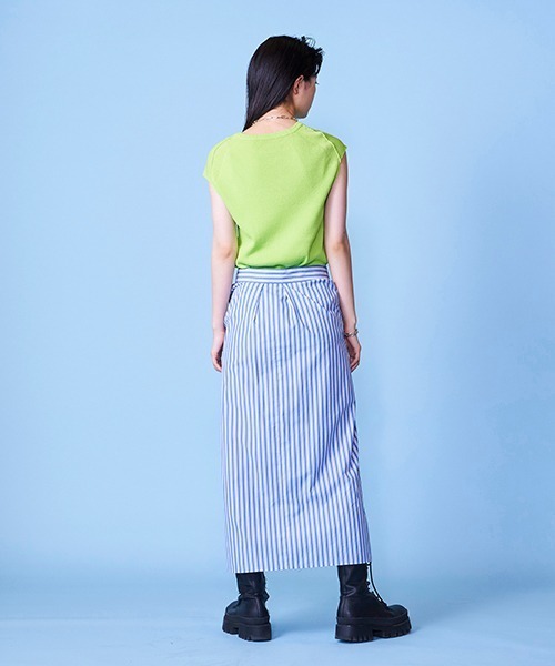 lautreamont BLEUBLANC（ロートレアモンブルーブラン）の「ストライプシャツスカート（スカート・レディース・ブラウン系その他/ブルー系その他・9号）」の5枚目の写真