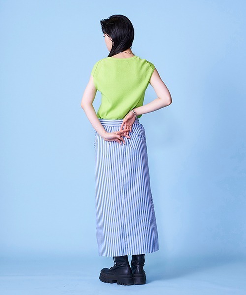 lautreamont BLEUBLANC（ロートレアモンブルーブラン）の「ストライプシャツスカート（スカート・レディース・ブラウン系その他/ブルー系その他・9号）」の6枚目の写真