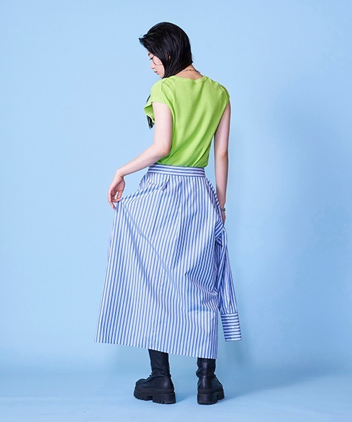 lautreamont BLEUBLANC（ロートレアモンブルーブラン）の「ストライプシャツスカート（スカート・レディース・ブラウン系その他/ブルー系その他・9号）」の7枚目の写真