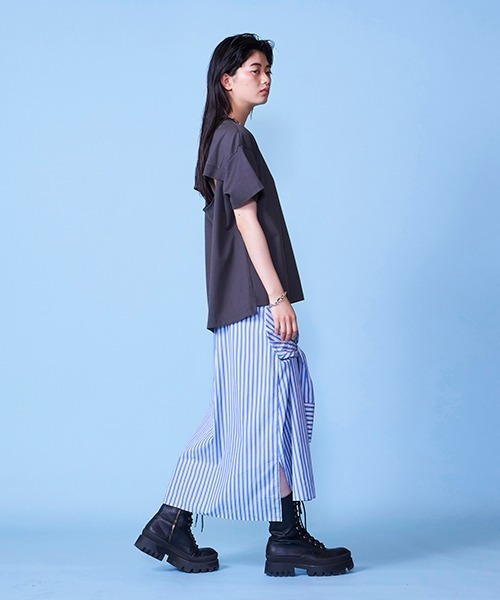 lautreamont BLEUBLANC（ロートレアモンブルーブラン）の「ストライプシャツスカート（スカート・レディース・ブラウン系その他/ブルー系その他・9号）」の15枚目の写真