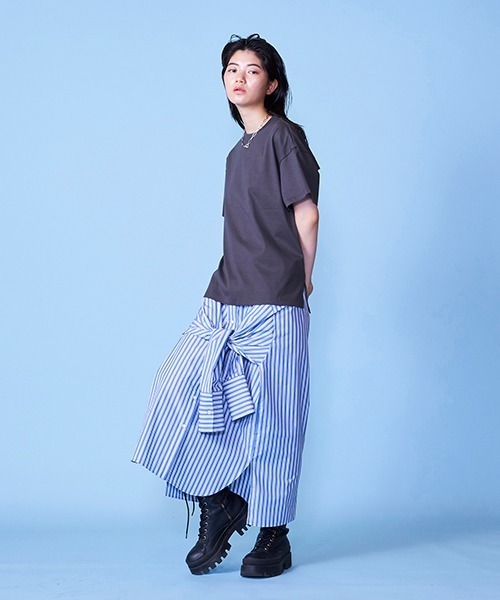 lautreamont BLEUBLANC（ロートレアモンブルーブラン）の「ストライプシャツスカート（スカート・レディース・ブラウン系その他/ブルー系その他・9号）」の16枚目の写真