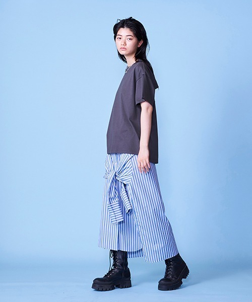 lautreamont BLEUBLANC（ロートレアモンブルーブラン）の「ストライプシャツスカート（スカート・レディース・ブラウン系その他/ブルー系その他・9号）」の17枚目の写真