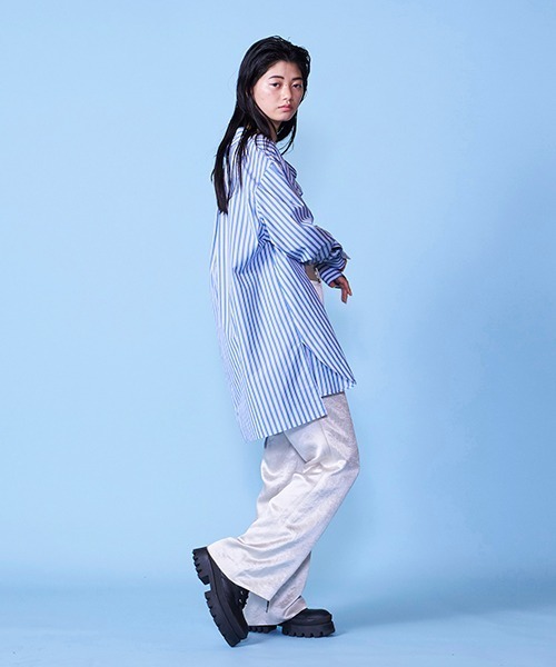 lautreamont BLEUBLANC（ロートレアモンブルーブラン）の「ストライプシャツスカート（スカート・レディース・ブラウン系その他/ブルー系その他・9号）」の20枚目の写真