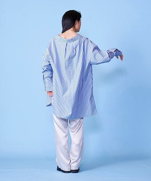 lautreamont BLEUBLANC（ロートレアモンブルーブラン）の「ストライプシャツスカート（スカート・レディース・ブラウン系その他/ブルー系その他・9号）」の21枚目の写真