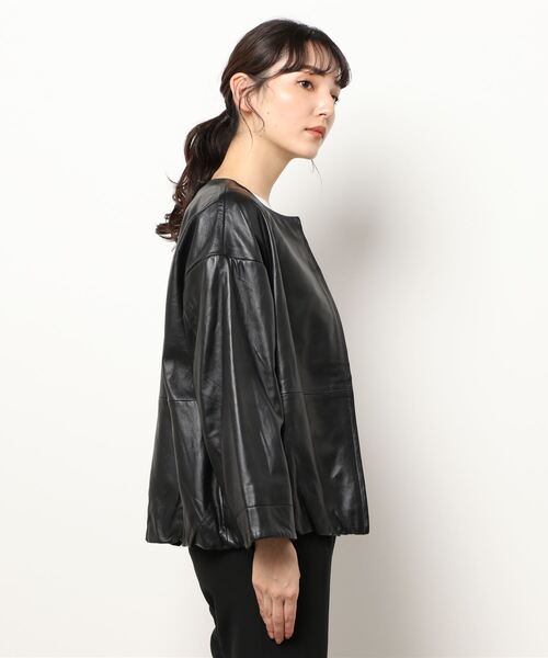 BEARDSLEY（ビアズリー）の「袖周りがゆったりしているのでニットも傷めず楽な着心地レザージャケット（その他アウター・レディース・ブラック/ベージュ・1/0）」の10枚目の写真