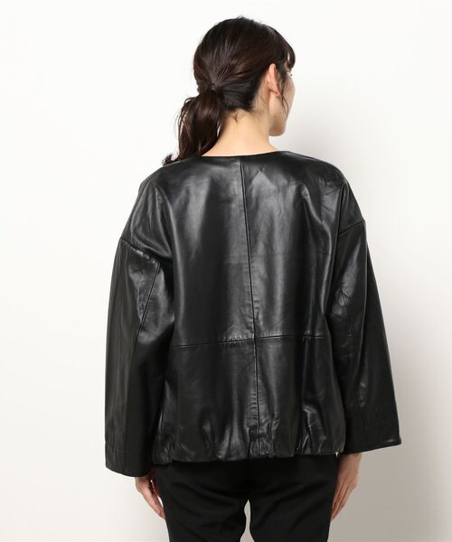 BEARDSLEY（ビアズリー）の「袖周りがゆったりしているのでニットも傷めず楽な着心地レザージャケット（その他アウター・レディース・ブラック/ベージュ・1/0）」の11枚目の写真