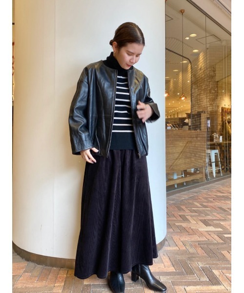 BEARDSLEY（ビアズリー）の「袖周りがゆったりしているのでニットも傷めず楽な着心地レザージャケット（その他アウター・レディース・ブラック/ベージュ・1/0）」の3枚目の写真