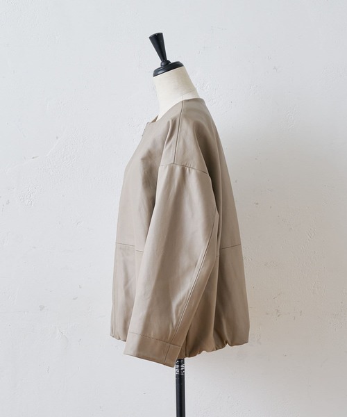 BEARDSLEY（ビアズリー）の「袖周りがゆったりしているのでニットも傷めず楽な着心地レザージャケット（その他アウター・レディース・ブラック/ベージュ・1/0）」の17枚目の写真
