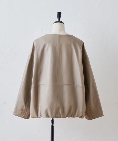 BEARDSLEY（ビアズリー）の「袖周りがゆったりしているのでニットも傷めず楽な着心地レザージャケット（その他アウター・レディース・ブラック/ベージュ・1/0）」の16枚目の写真