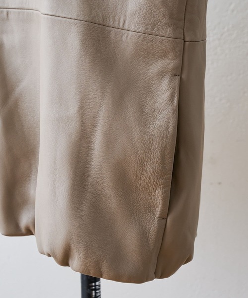 BEARDSLEY（ビアズリー）の「袖周りがゆったりしているのでニットも傷めず楽な着心地レザージャケット（その他アウター・レディース・ブラック/ベージュ・1/0）」の14枚目の写真