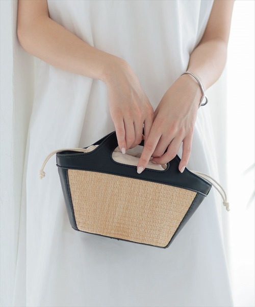 DONOBAN（ドノバン）の「2wayミニバスケットバッグ（ハンドバッグ・レディース・ブラック/ブラウン・ONESIZE）」の2枚目の写真