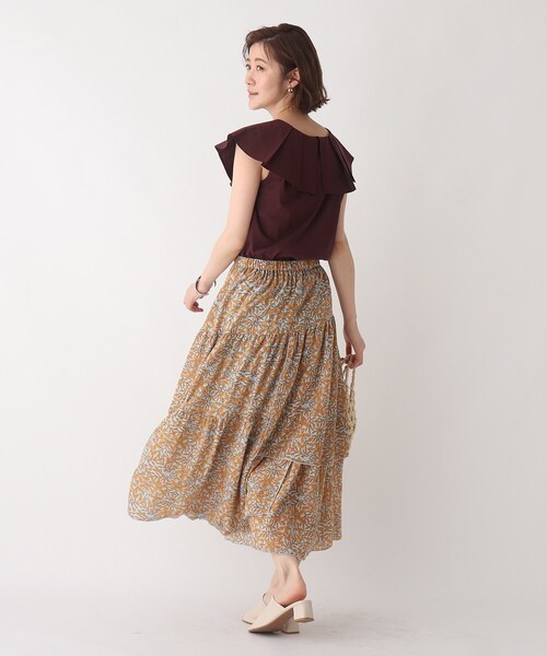 AG by aquagirl(エージーバイアクアガール)の「◆リーフプリントティアードスカート(スカート・レディース・ライトパープル/ブラック系/ブルー系5・38/36)」の10枚目の写真