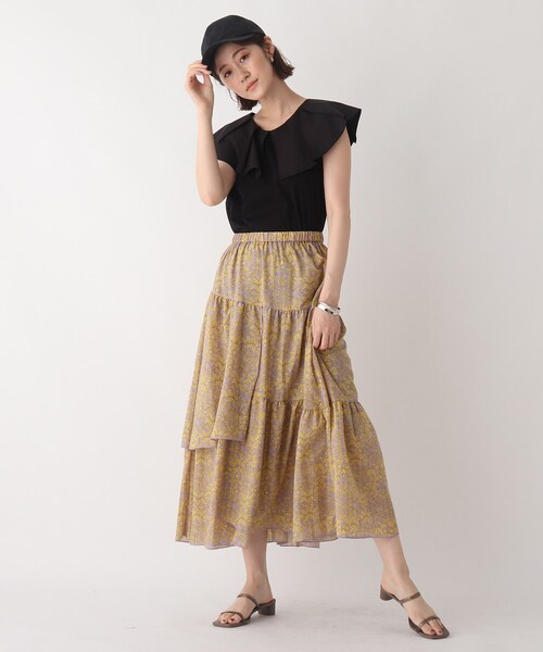 AG by aquagirl(エージーバイアクアガール)の「◆リーフプリントティアードスカート(スカート・レディース・ライトパープル/ブラック系/ブルー系5・38/36)」の20枚目の写真