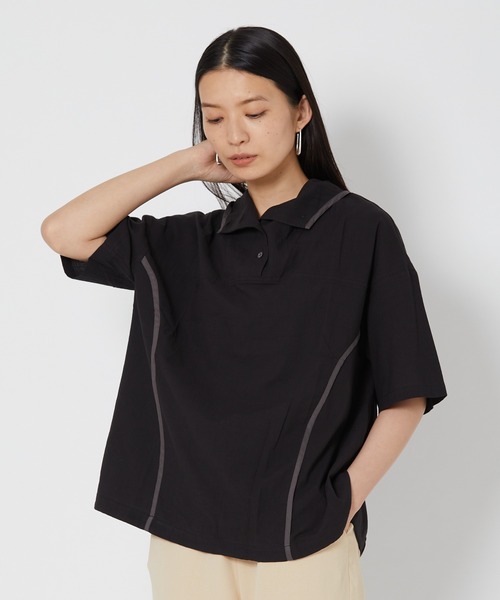 shop DADA(ショップダダ)の「ウィンドブレーカー風シャツ(1S13-6178)(シャツ/ブラウス・レディース・ブラック/ベージュ/グリーン・FREE)」の1枚目の写真