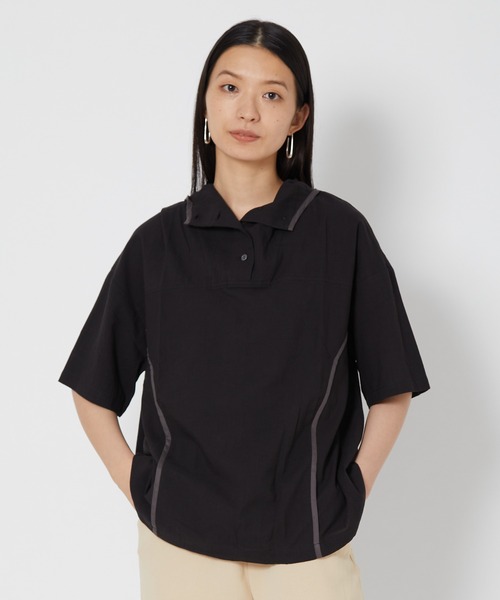 shop DADA(ショップダダ)の「ウィンドブレーカー風シャツ(1S13-6178)(シャツ/ブラウス・レディース・ブラック/ベージュ/グリーン・FREE)」の7枚目の写真