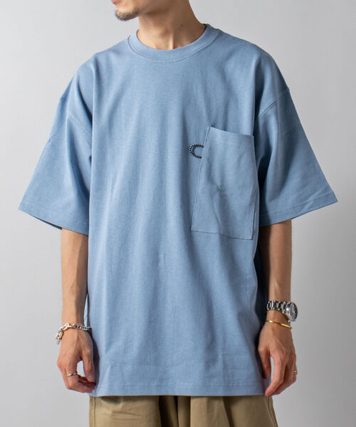 GLOSTER（グロスター）の「【GLOSTER/グロスター】ヘビーウェイト ビッグポケットTシャツ ※マスクポケット付き（Tシャツ/カットソー・メンズ・ホワイト/ブラック/ブルー/キナリ・LARGE）」の4枚目の写真