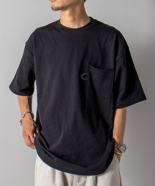 GLOSTER（グロスター）の「【GLOSTER/グロスター】ヘビーウェイト ビッグポケットTシャツ ※マスクポケット付き（Tシャツ/カットソー・メンズ・ホワイト/ブラック/ブルー/キナリ・LARGE）」の3枚目の写真