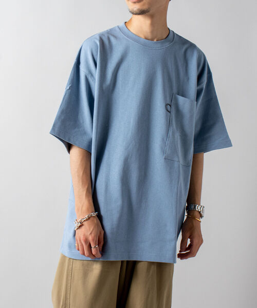 GLOSTER（グロスター）の「【GLOSTER/グロスター】ヘビーウェイト ビッグポケットTシャツ ※マスクポケット付き（Tシャツ/カットソー・メンズ・ホワイト/ブラック/ブルー/キナリ・LARGE）」の21枚目の写真