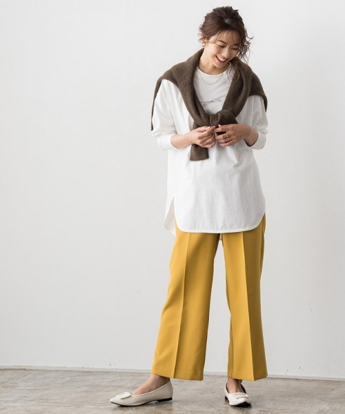 Pierrot（ピエロ）の「コットンロングスリーブロゴTシャツ（Tシャツ/カットソー・レディース・オフホワイト/ブラック/ラベンダー/モカ/ネイビー/グレイッシュベージュ・M/L）」の14枚目の写真