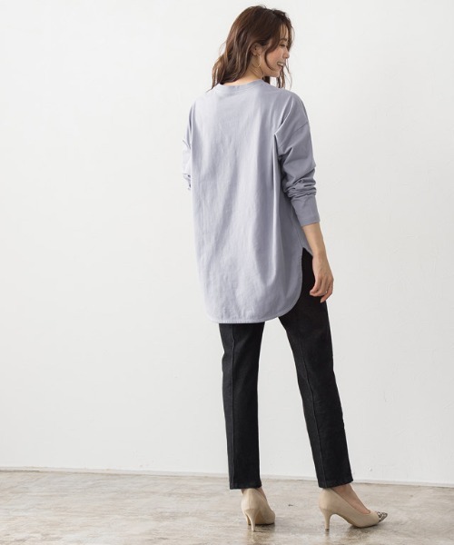 Pierrot（ピエロ）の「コットンロングスリーブロゴTシャツ（Tシャツ/カットソー・レディース・オフホワイト/ブラック/ラベンダー/モカ/ネイビー/グレイッシュベージュ・M/L）」の15枚目の写真