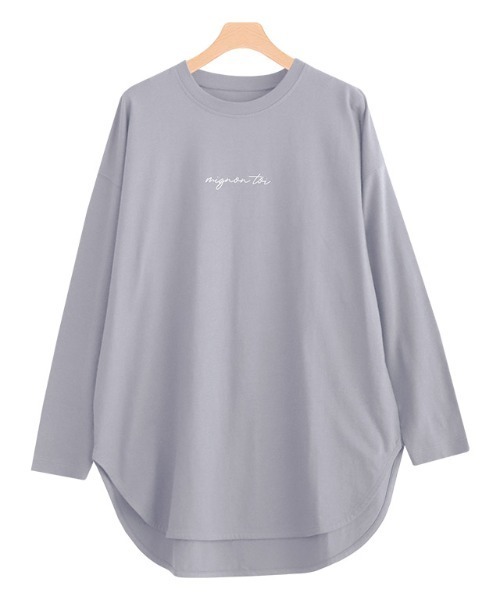 Pierrot（ピエロ）の「コットンロングスリーブロゴTシャツ（Tシャツ/カットソー・レディース・オフホワイト/ブラック/ラベンダー/モカ/ネイビー/グレイッシュベージュ・M/L）」の10枚目の写真