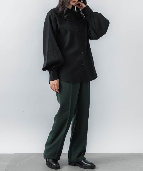 SETUP7（セットアップセブン）の「バルーンスリーブが一枚で決まる。【SETUP7】ボリューム袖スタンドカラーシャツ KNF（シャツ/ブラウス・レディース・ホワイト/ブラック/ベージュ/ブルー/ブルー系2/ホワイト系2/ブラック系2/グリーン/ベージュ系2・4/3）」の18枚目の写真