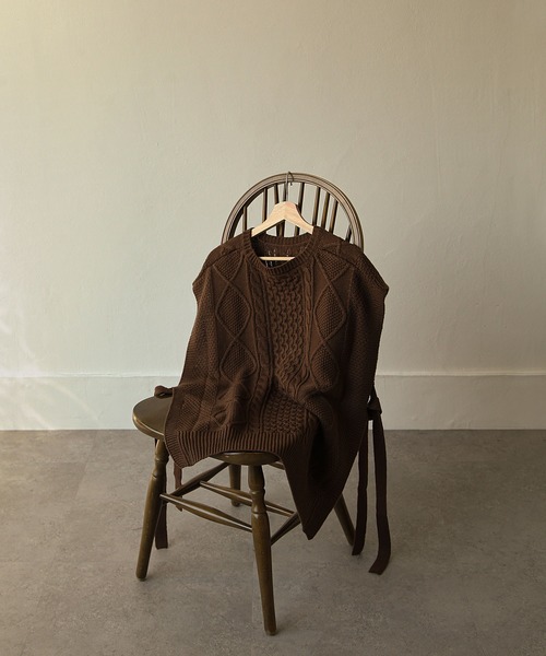 Chillfar（チルファー）の「5Gアクリルバルキーサイドリボンケーブルベスト（ベスト・レディース・ブラック/ブラウン/アイボリー/グレイッシュベージュ・FREE）」の22枚目の写真