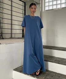 AラインハーフTマキシ丈ロングワンピース