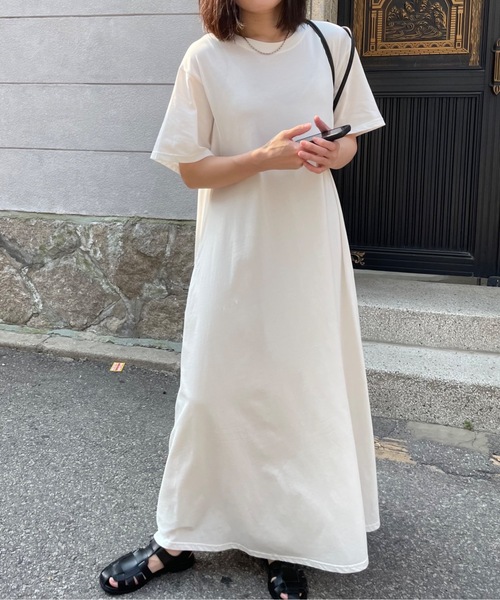 Didot.showroom（ディドット ショールーム）の「AラインハーフTマキシ丈ロングワンピース（ワンピース・レディース・ベージュ/アイボリー/ブルー・FREE）」の14枚目の写真