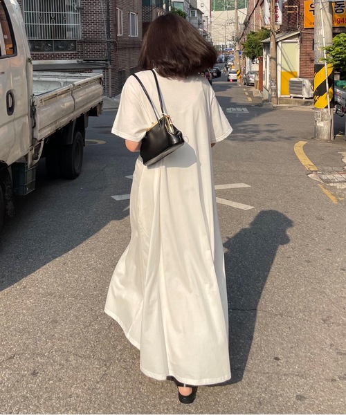 Didot.showroom（ディドット ショールーム）の「AラインハーフTマキシ丈ロングワンピース（ワンピース・レディース・ベージュ/アイボリー/ブルー・FREE）」の6枚目の写真