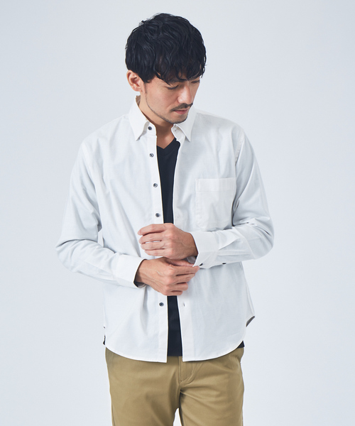 ABAHOUSE GRAY（アバハウスグレイ）の「【2WAYストレッチ】オックス ボタンダウン シャツ（シャツ/ブラウス・メンズ・ホワイト/サックスブルー/グレイッシュベージュ/ブラック・50/46/48）」の2枚目の写真