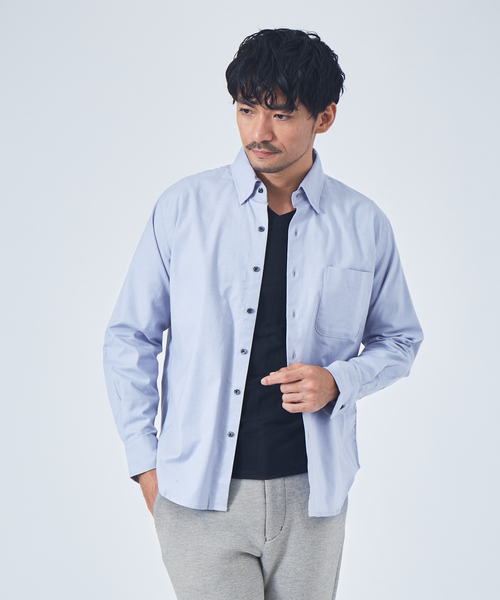 ABAHOUSE GRAY（アバハウスグレイ）の「【2WAYストレッチ】オックス ボタンダウン シャツ（シャツ/ブラウス・メンズ・ホワイト/サックスブルー/グレイッシュベージュ/ブラック・50/46/48）」の1枚目の写真