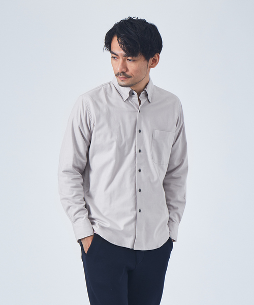 ABAHOUSE GRAY（アバハウスグレイ）の「【2WAYストレッチ】オックス ボタンダウン シャツ（シャツ/ブラウス・メンズ・ホワイト/サックスブルー/グレイッシュベージュ/ブラック・50/46/48）」の4枚目の写真