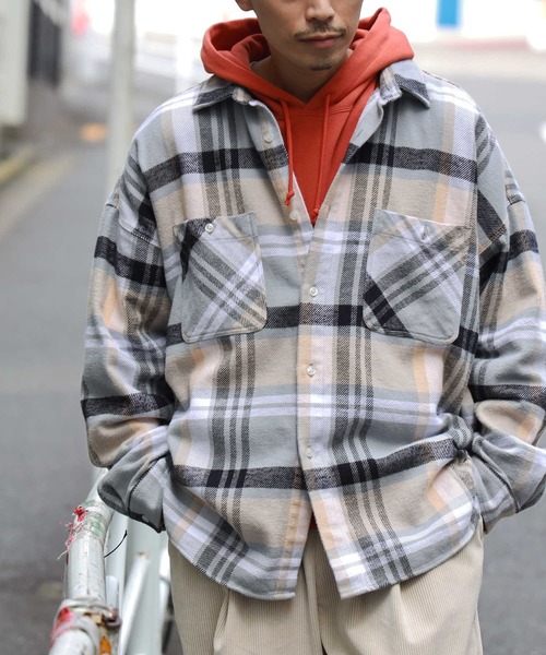 BACK NUMBER（バックナンバー）の「【BACK NUMBER】ビッグシルエットヘビーネルシャツ（シャツ/ブラウス・メンズ・グレー/ブラック×グレー/その他1/ネイビー/ブラウン/ブルー・M/XL/L）」の5枚目の写真