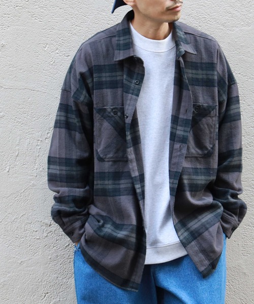 BACK NUMBER（バックナンバー）の「【BACK NUMBER】ビッグシルエットヘビーネルシャツ（シャツ/ブラウス・メンズ・グレー/ブラック×グレー/その他1/ネイビー/ブラウン/ブルー・M/XL/L）」の2枚目の写真