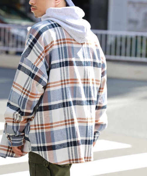 BACK NUMBER（バックナンバー）の「【BACK NUMBER】ビッグシルエットヘビーネルシャツ（シャツ/ブラウス・メンズ・グレー/ブラック×グレー/その他1/ネイビー/ブラウン/ブルー・M/XL/L）」の17枚目の写真