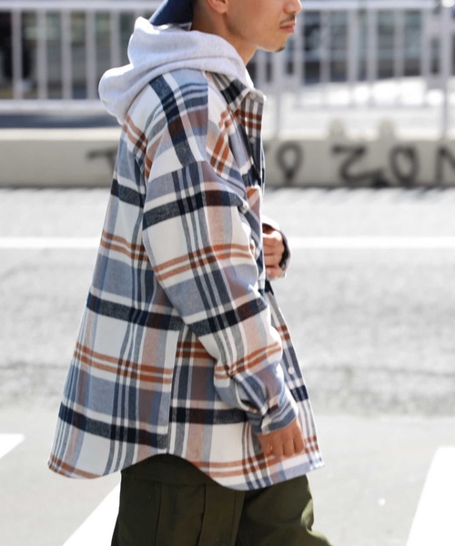 BACK NUMBER（バックナンバー）の「【BACK NUMBER】ビッグシルエットヘビーネルシャツ（シャツ/ブラウス・メンズ・グレー/ブラック×グレー/その他1/ネイビー/ブラウン/ブルー・M/XL/L）」の18枚目の写真