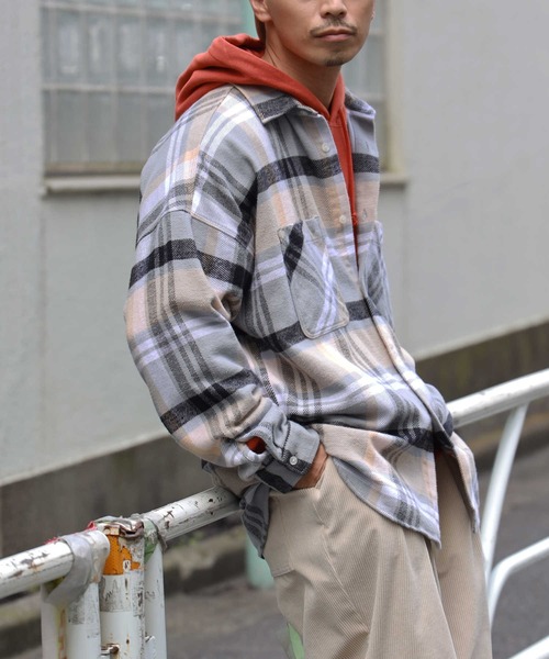 BACK NUMBER（バックナンバー）の「【BACK NUMBER】ビッグシルエットヘビーネルシャツ（シャツ/ブラウス・メンズ・グレー/ブラック×グレー/その他1/ネイビー/ブラウン/ブルー・M/XL/L）」の20枚目の写真