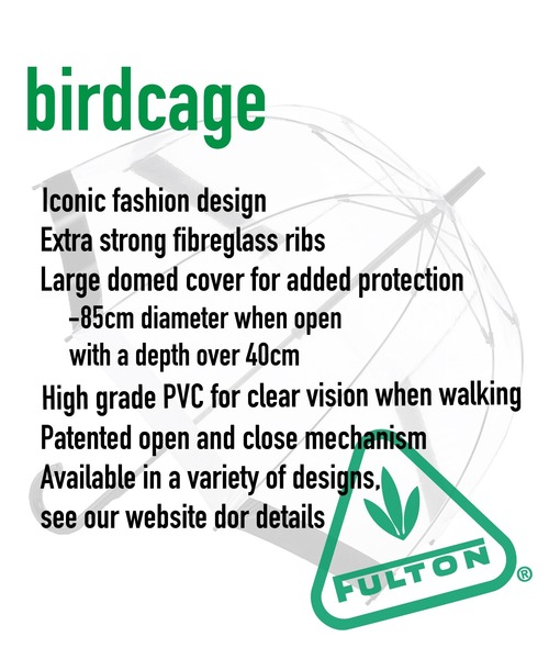FULTON（フルトン）の「Birdcage1　”ワンポイント ロゴ”（長傘・レディース・ゴールド/ホワイト/グレー/ブラック/チェリーピンク/レッド/ネイビー/シルバー・FREE）」の9枚目の写真