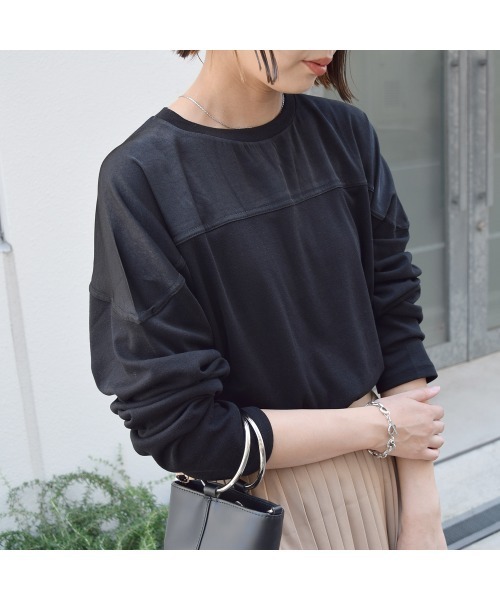 Marient(マリエント)の「ヨークサテンドルマンPO/カットソー(Tシャツ/カットソー・レディース・ブラック/ベージュ/ブラウン・FREE)」の2枚目の写真