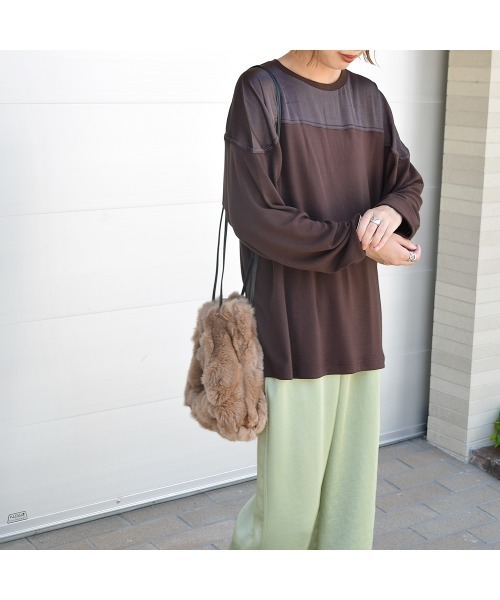 Marient(マリエント)の「ヨークサテンドルマンPO/カットソー(Tシャツ/カットソー・レディース・ブラック/ベージュ/ブラウン・FREE)」の4枚目の写真