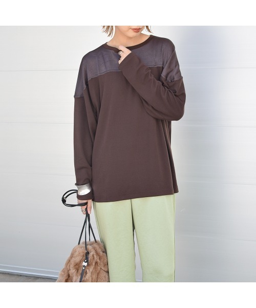 Marient(マリエント)の「ヨークサテンドルマンPO/カットソー(Tシャツ/カットソー・レディース・ブラック/ベージュ/ブラウン・FREE)」の5枚目の写真