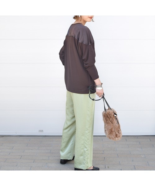 Marient(マリエント)の「ヨークサテンドルマンPO/カットソー(Tシャツ/カットソー・レディース・ブラック/ベージュ/ブラウン・FREE)」の6枚目の写真