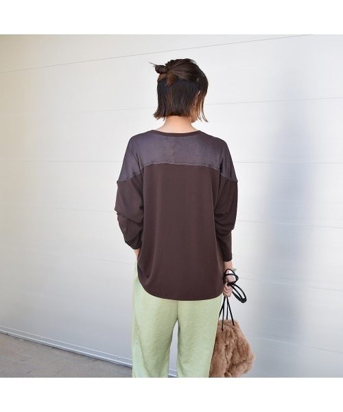 Marient(マリエント)の「ヨークサテンドルマンPO/カットソー(Tシャツ/カットソー・レディース・ブラック/ベージュ/ブラウン・FREE)」の8枚目の写真