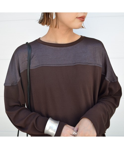 Marient(マリエント)の「ヨークサテンドルマンPO/カットソー(Tシャツ/カットソー・レディース・ブラック/ベージュ/ブラウン・FREE)」の9枚目の写真