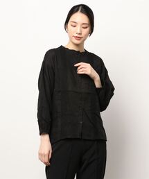 Samansa Mos2 blue | レースピンタックブラウス(シャツ/ブラウス)