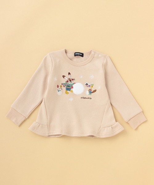 kladskap(クレードスコープ)の「【コロボックルコラボ】雪遊びトレーナー(スウェット・キッズ・ベージュ/ピンク・80cm/90cm/110cm/100cm/120cm)」の2枚目の写真